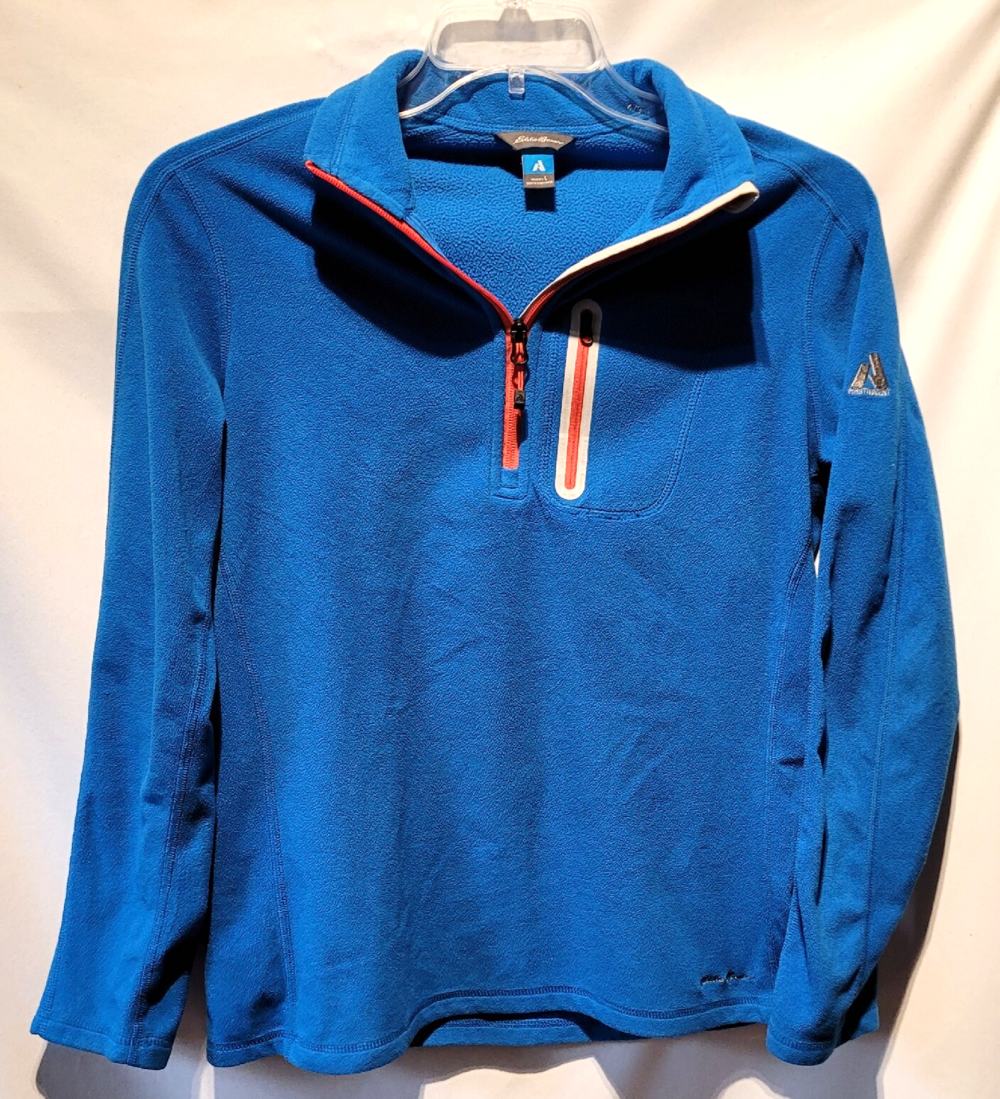 Eddie Bauer First Ascent Blue Fleece 1/4 Zip Jacket Women's Large Pockets Hiking